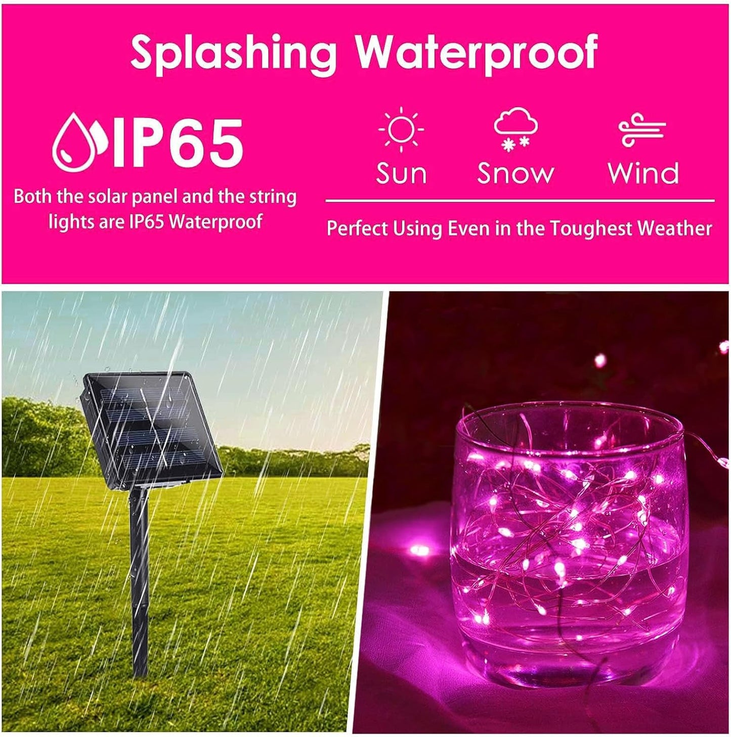 Solar String Lights Outdoor, 2-Pack Total 80FT 200 LED Solar Christmas Twinkle Lights Outside