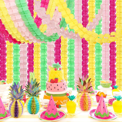 Hawaiian Luau Party-Decorations Streamer Garland - 157Ft Tropical Aloha Theme Supplies Four-Leaf