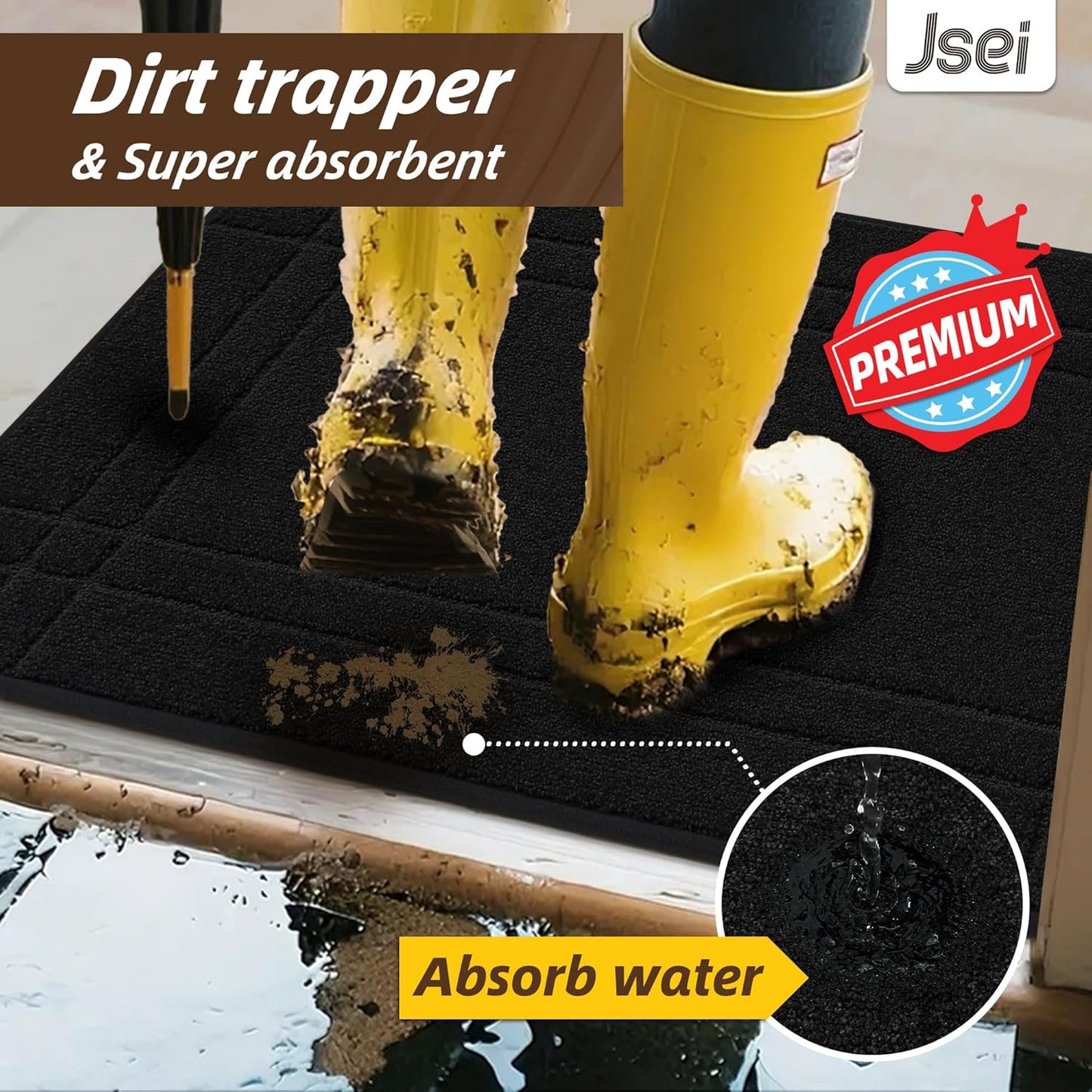 JSEI Entryway Rugs Doormat 20"x32", Non-Slip Dirt Trapper Door Mats Indoor, Washable Absorbent and