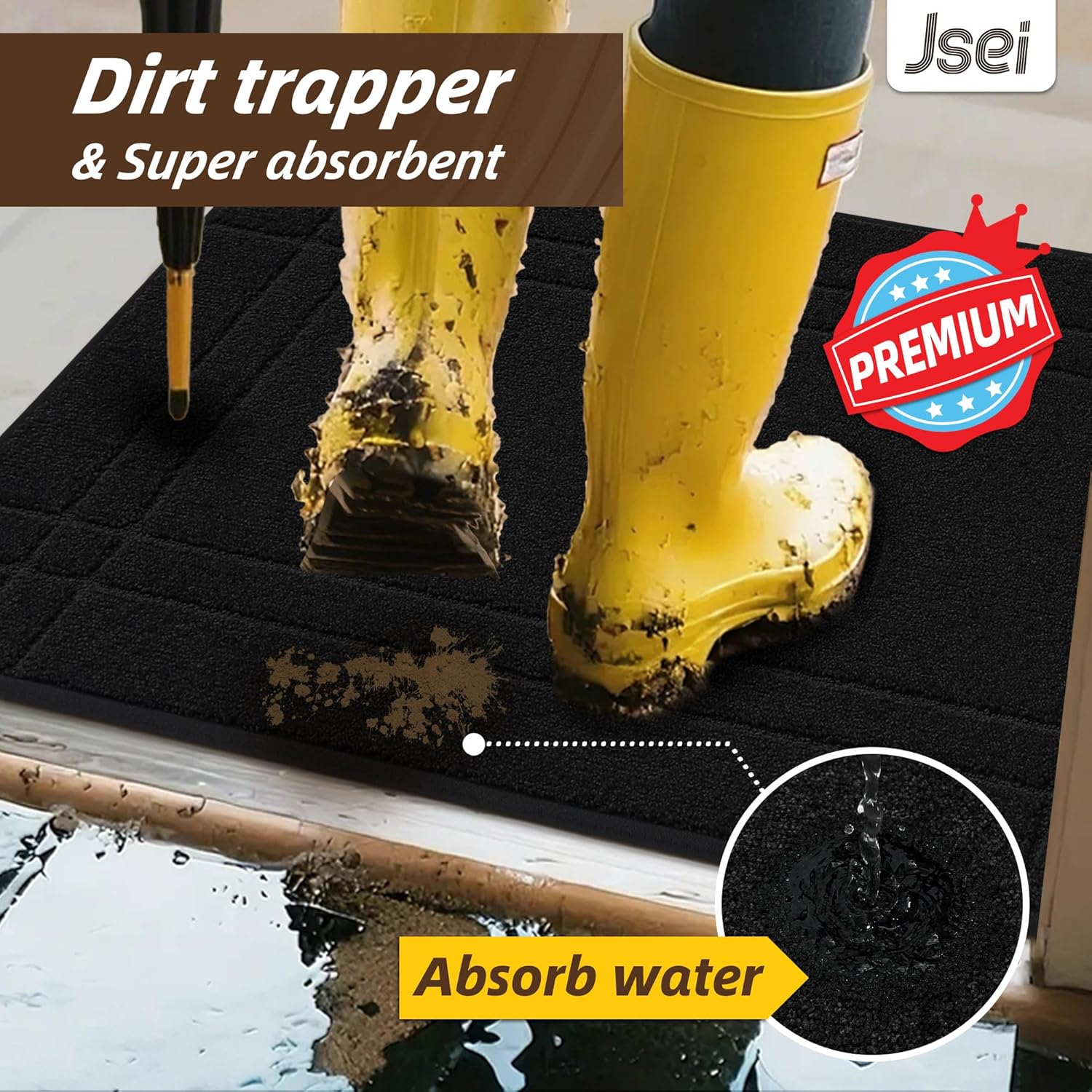 JSEI Entryway Rugs Doormat 20"x32", Non-Slip Dirt Trapper Door Mats Indoor, Washable Absorbent and