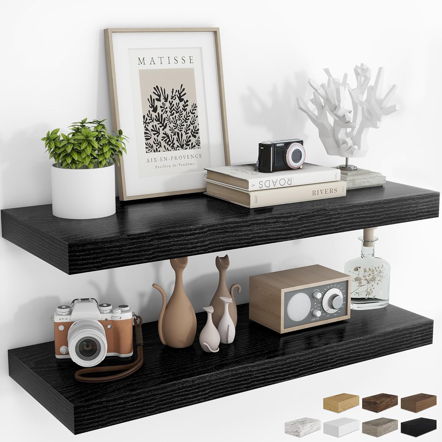 RICHFOCUS 36Inch Floating Shelves for Wall 2 Pack Shelves for Bedroom|Kitchen|Bathroom Wall Mounted