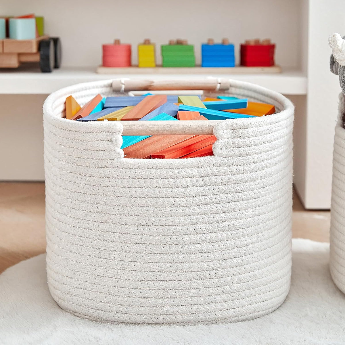 3 Pack Storage Basket for Cabinet and Toy Organization - 13"x9.8"x8.7" Baskets for Storage - Baby