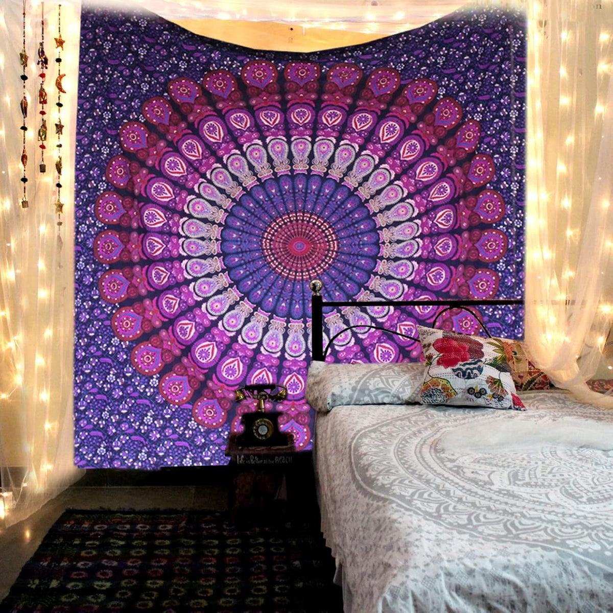 raajsee purple Tapestry- Best Mandala Wall Hanging- Mandala Tapestry For Bedroom Aesthetic-Size