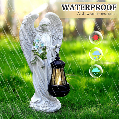 Solar Angel Outdoor Garden Decor Statues – 13.2 inches Solar Outdoor Sculptures for Outside Yard