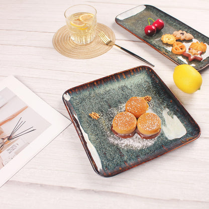 Ceramic Dinner Plates Dish Set, Set of 4, Microwave Oven and Dishwasher Safe, Scratch Resistant