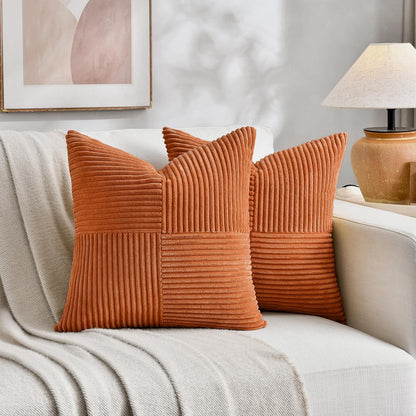 Fancy Homi 2 Packs Orange Fall Decorative Throw Pillow Covers 16x16 Inch for Living Room Couch Bed