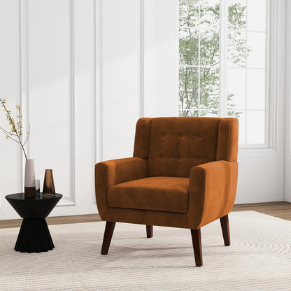 UIXE Accent Chair, Velvet Upholstered Armchair for Living Room, Modern Club Arm Chairs Comfy Single