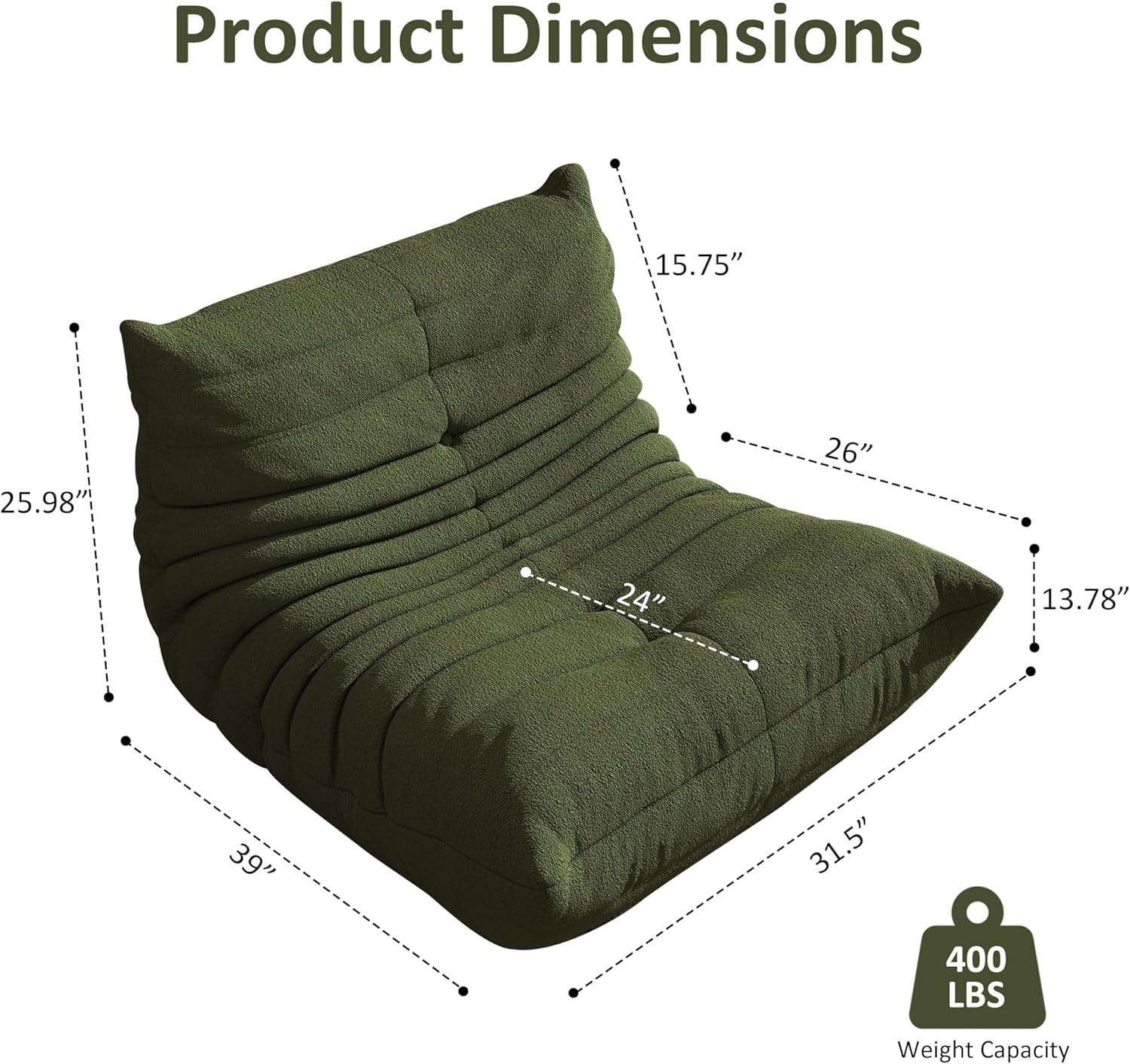 Bean Bag Chair, Oversized Bean Bag Chair for living Room, Fireside Chair for adults with Memory