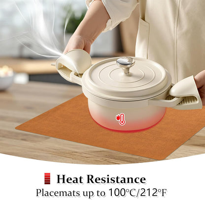 FROMHEART Faux Leather Placemats Set of 6–Waterproof,Heat/Oil Stain-Resistant PU Table