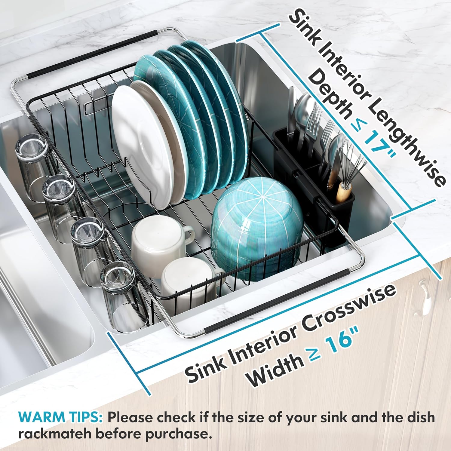 MAJALiS Dish Drying Rack in Sink - Small Dish Drainers for Kitchen Sink, Over The Sink Dish Racks