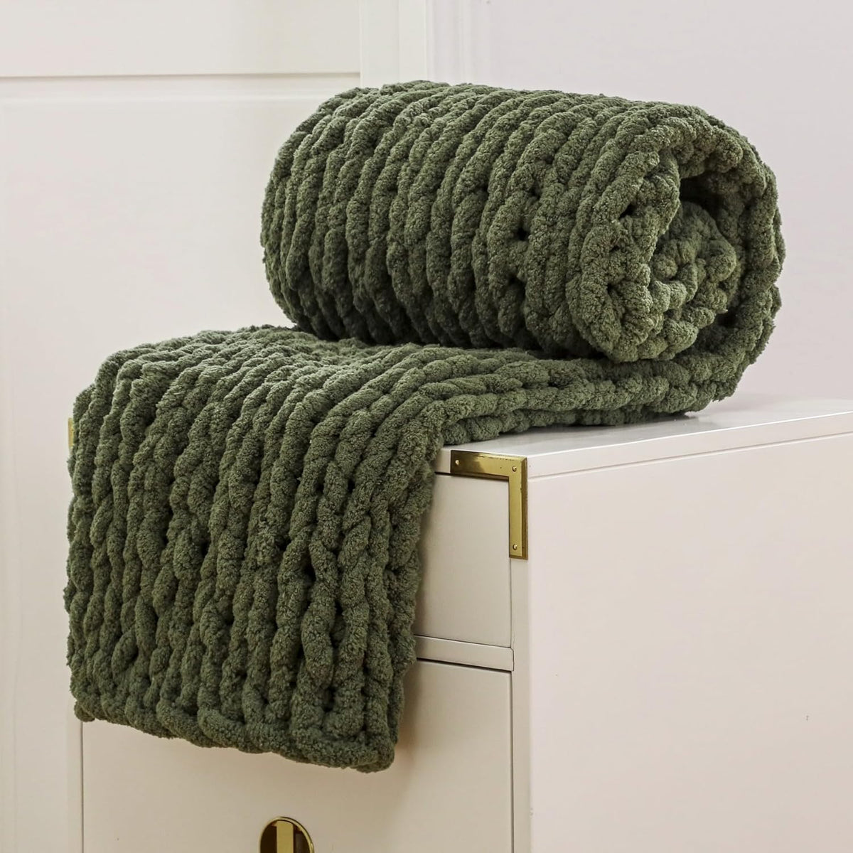 WESHIONGOO Chunky Knit Blanket Throw 40"×40" Knitted Throw Blankets for Couch Bed Fluffy Soft