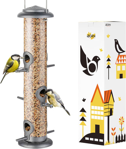 iBorn Metal Bird Feeder Hanging Wild Bird Seed Feeder for Mix Seed Blends Heavy Duty All Metal
