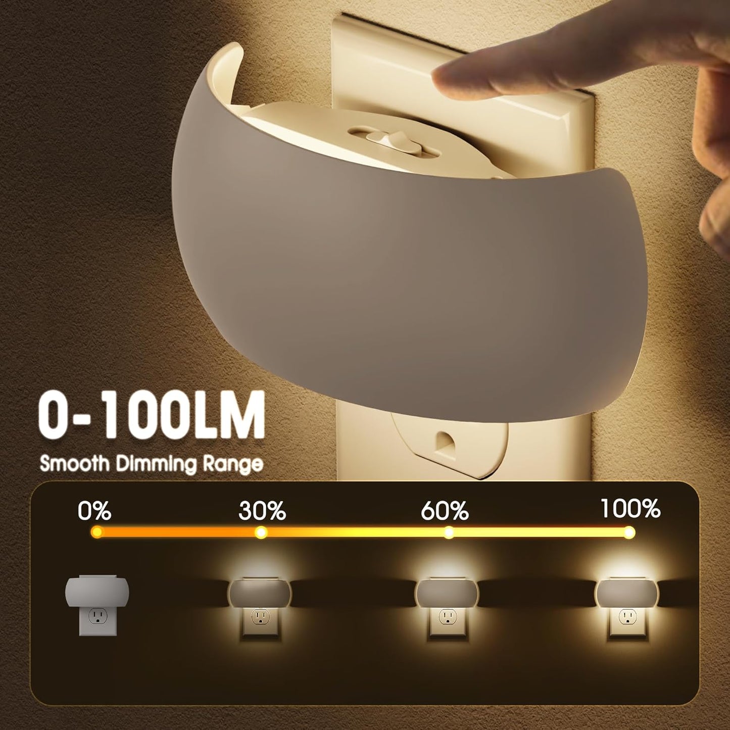 Briignite Night Light, Night Lights Plug into Wall, Backlit, Auto Dusk to Dawn Sensor, 0-100LM