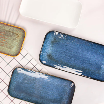 Porcelain Dinner Plates Blue 2 PCS, Serving platters for entertaining, for Fruit, cheese, snack