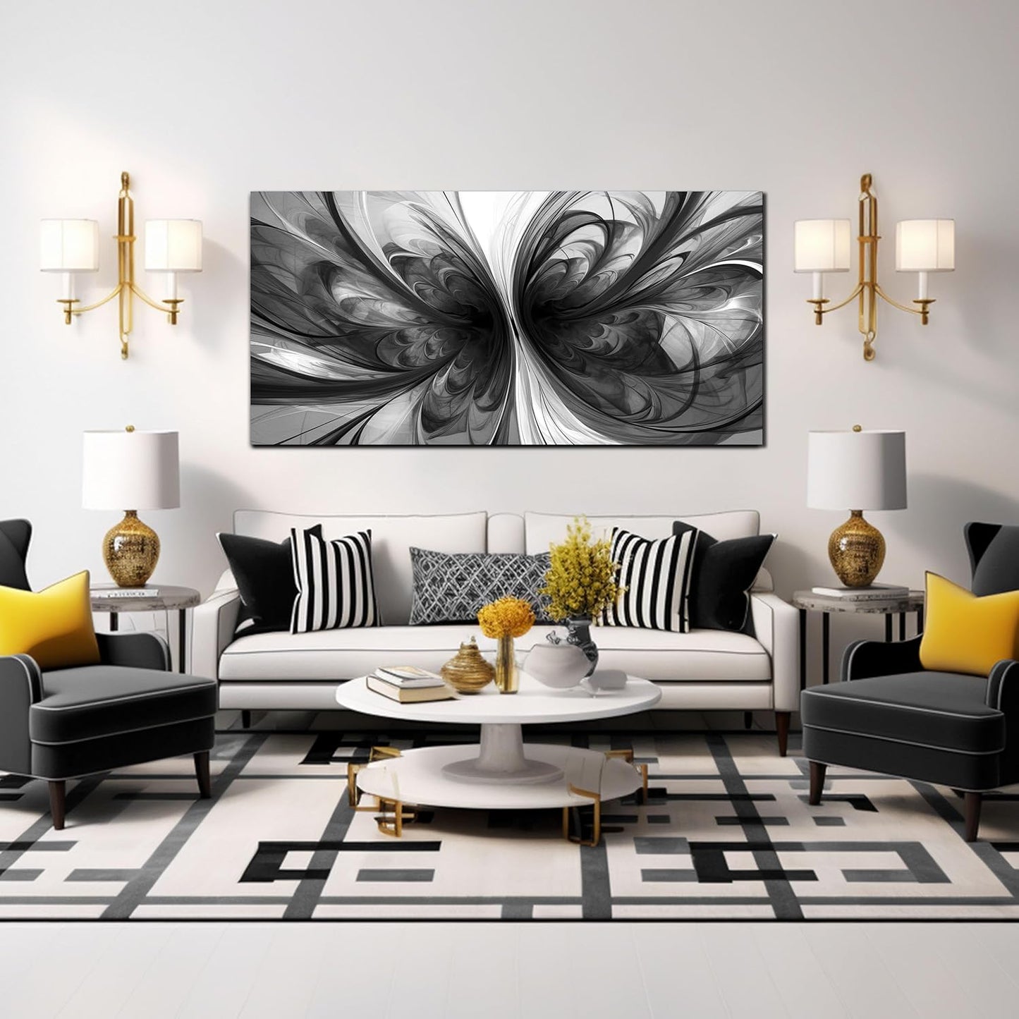 Abstract Wall Art for Living Room Black and White Pictures Wall Art Bedroom,Home Office Wall Decor