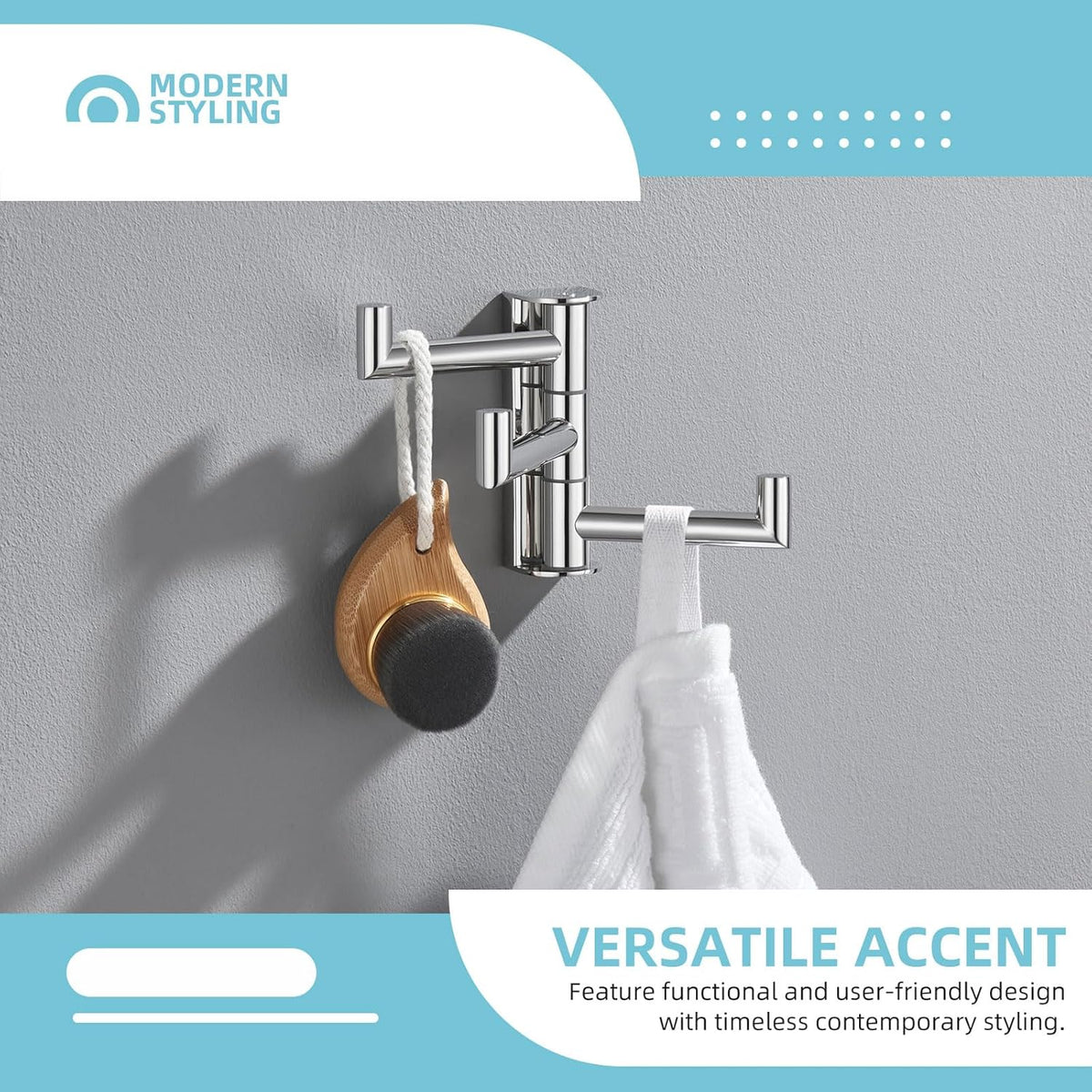 Angle Simple Towel Hook for Bathroom, SUS 304 Stainless Steel Foldable Robe Towel Holder, Wall Coat