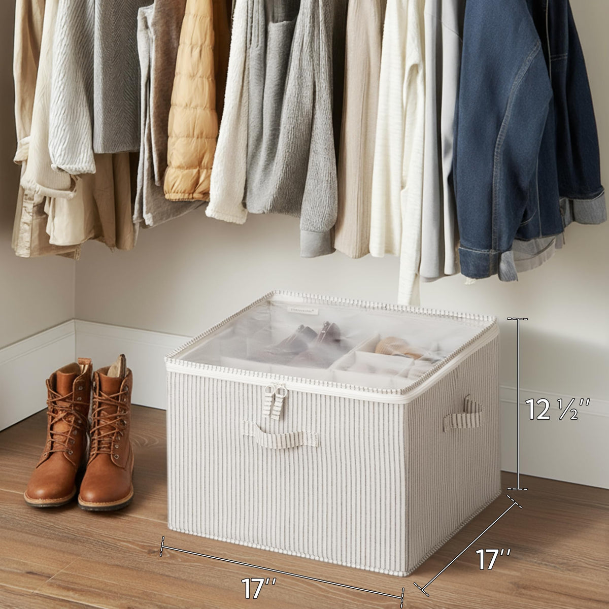 StorageWorks Shoe Organizer for Closet, Fits up to 16 Pairs, Shoe Cubby Storage Containers with