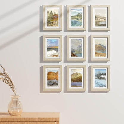 Vittanly 5x7 Picture Frames Set of 9, Shatter Resistant Plexiglass, Display 4x6 Pictures with Mat