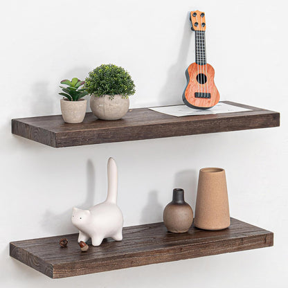 Fun Memories Floating Shelves for Wall, 24 Inch Floating Shelves Wall Mounted, Rustic Elm Wood