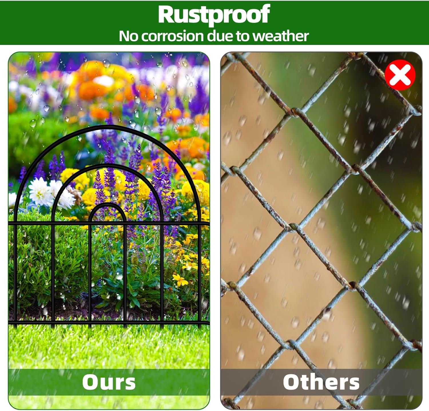 Decorative Garden Fence, 32 Panels No Dig Fence 45.3ft(L) x13in(H) Animal Barrier for Dog Rabbit