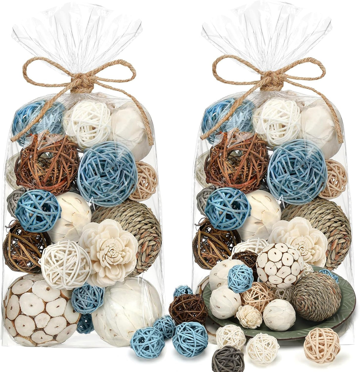 Riceshoot 2 Pack Decorative Balls Potpourri Bowl Filler Decor Natural Vase Bowl Filler Assorted