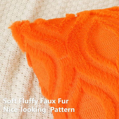 decorUhome Fall Throw Pillow Covers 12x20 Inch Set of 2, Soft Plush Decorative Faux Fur Orange