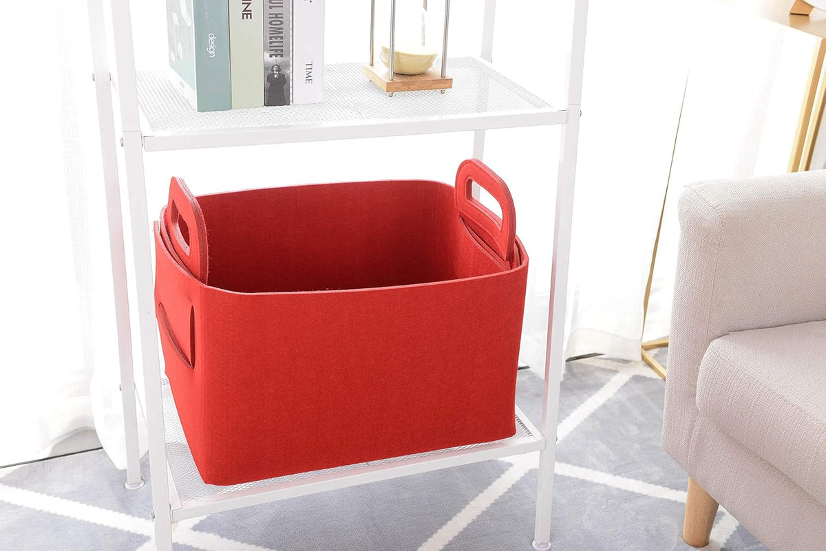 Minoisome Storage Basket Felt Storage Bin Collapsible& Convenient Box Organizer with Carry Handles