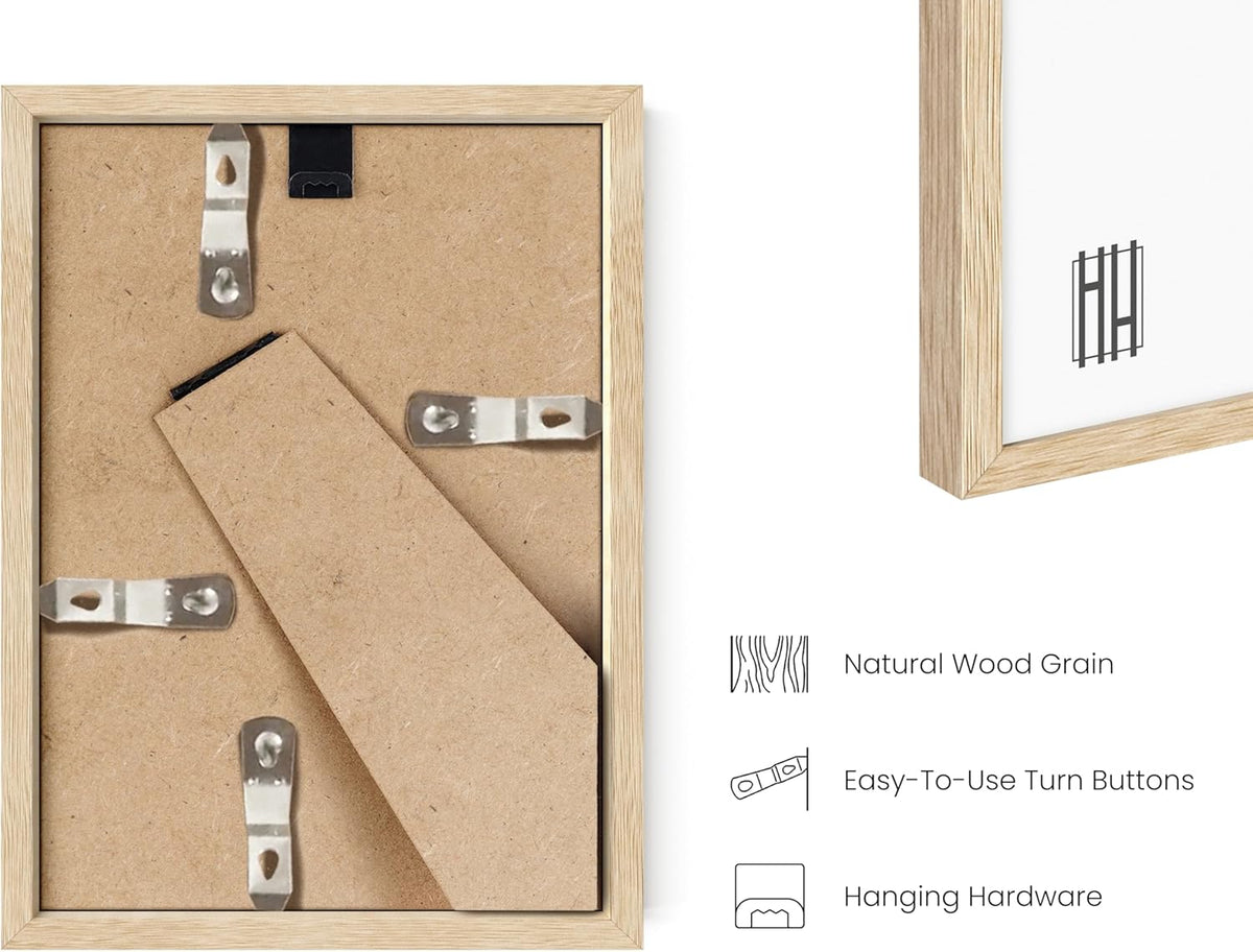 HAUS AND HUES Natural Oak Wood Gallery Wall Tabletop Frames Made with Real American Oak and