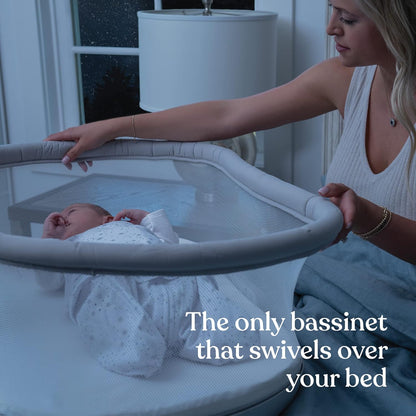 HALO BassiNest Soothing Swivel Sleeper 3.0S – Over-Bed Baby Bassinet with 360 Rotation, Adjustable