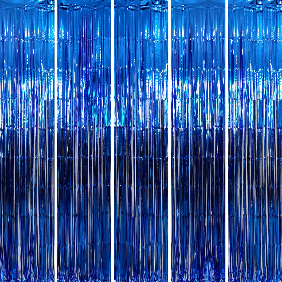 GOER 3.2 ft x 9.8 ft Metallic Tinsel Foil Fringe Curtains Party Photo Backdrop Party Streamers for