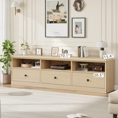 IDEALHOUSE 70in TV Stand for TVs up to 80", Mid Century Modern Entertainment Center with Storage