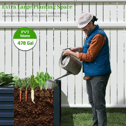 8x4x2 ft Outdoor Raised Garden Bed, Large Metal Planter Raised Beds, Planters for Outdoor Plants