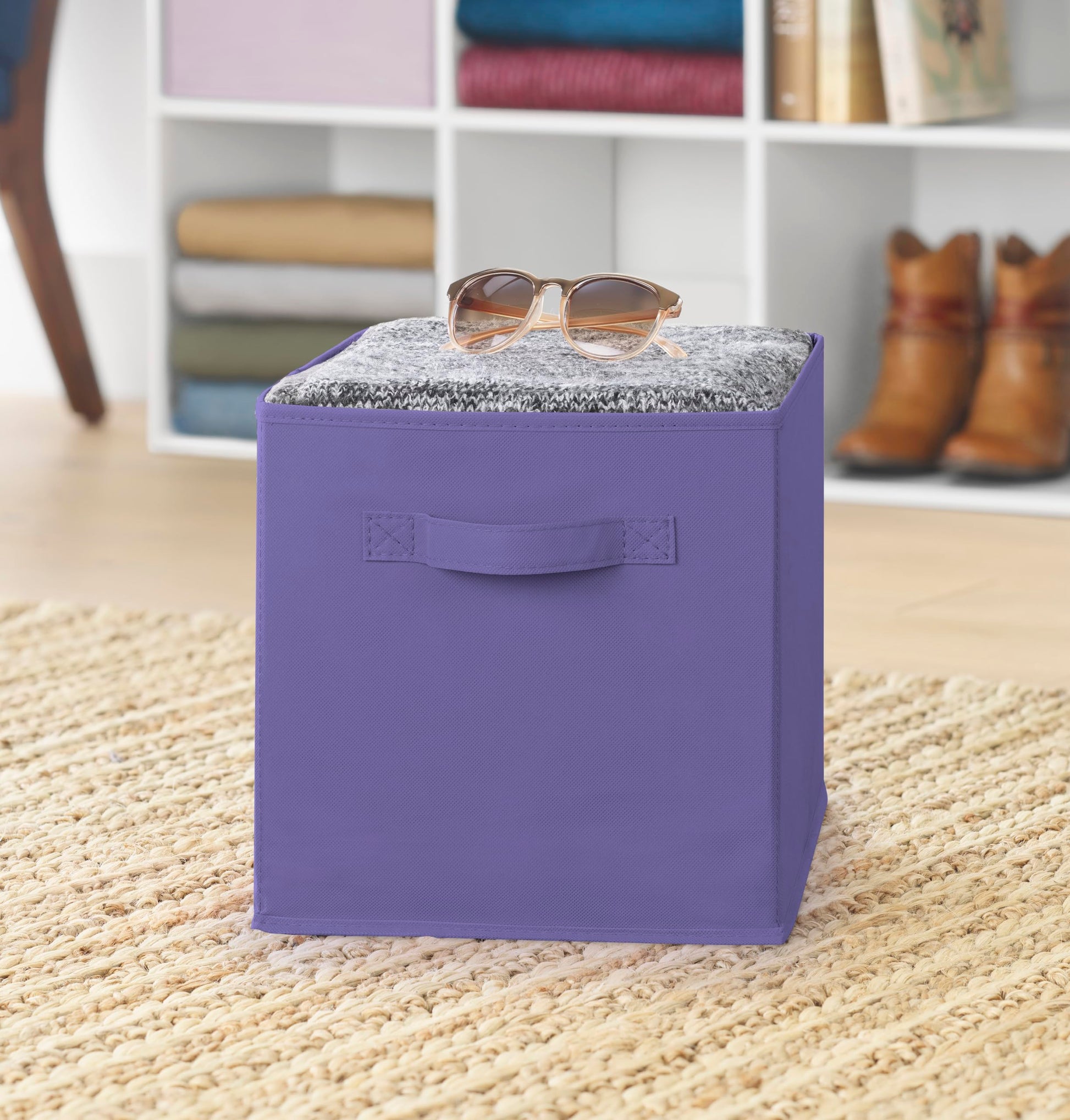 Whitmor Fabric Storage Cubes 2 Pack, Very Peri Closet Organizer Bins with Handles, 10.5 x 10.5 x 11