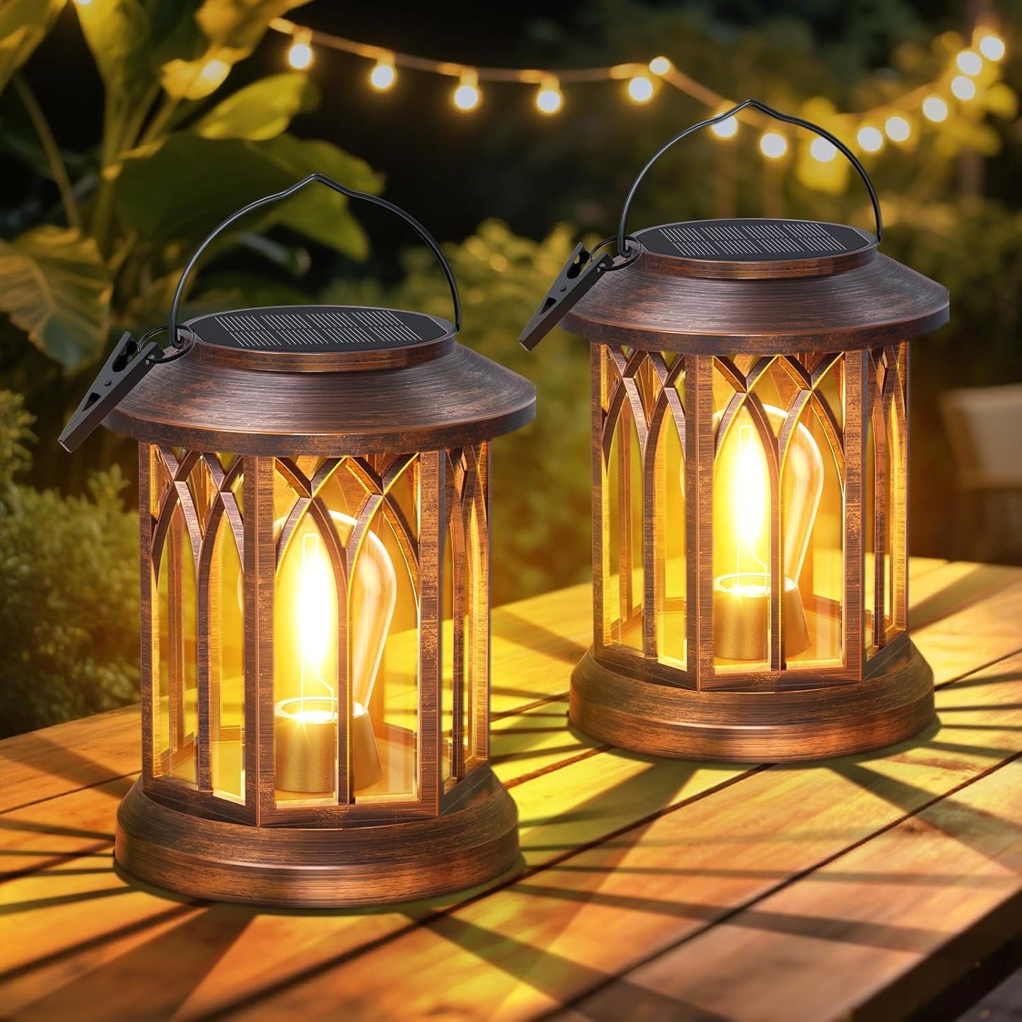 WdtPro Solar Lanterns Outdoor Hanging 2 Pack, Upgraded Bright Solar Lantern Lights Outdoor