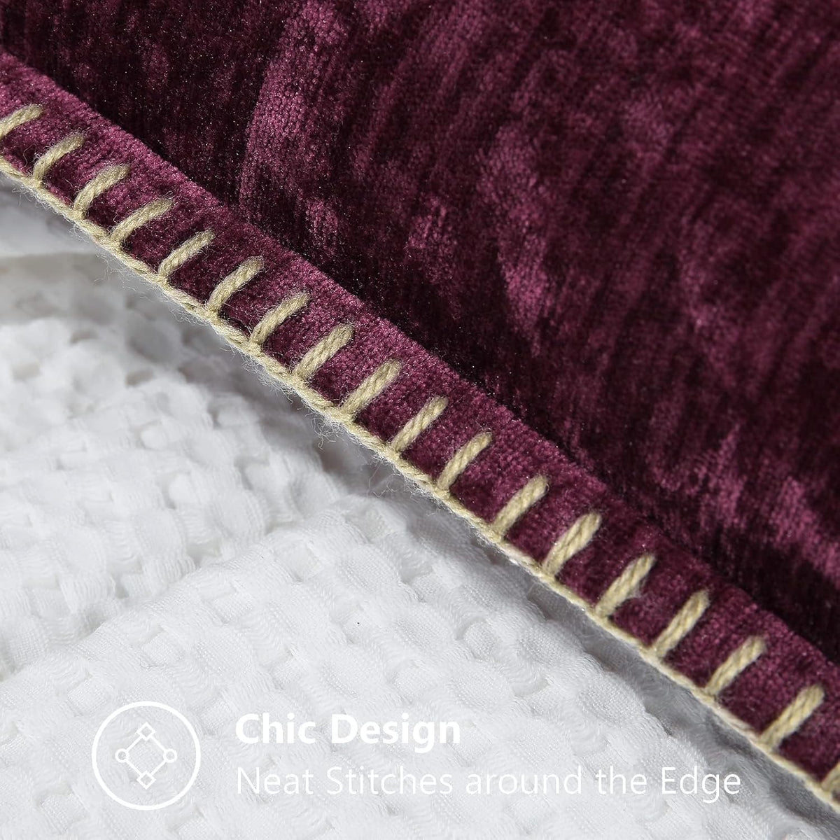 decorUhome Chenille Soft Throw Pillow Covers 18x18 Set of 2, Farmhouse Velvet Neutral Decorative