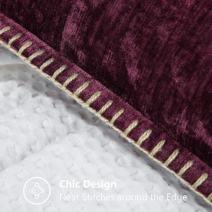 decorUhome Chenille Soft Throw Pillow Covers 18x18 Set of 2, Farmhouse Velvet Neutral Decorative