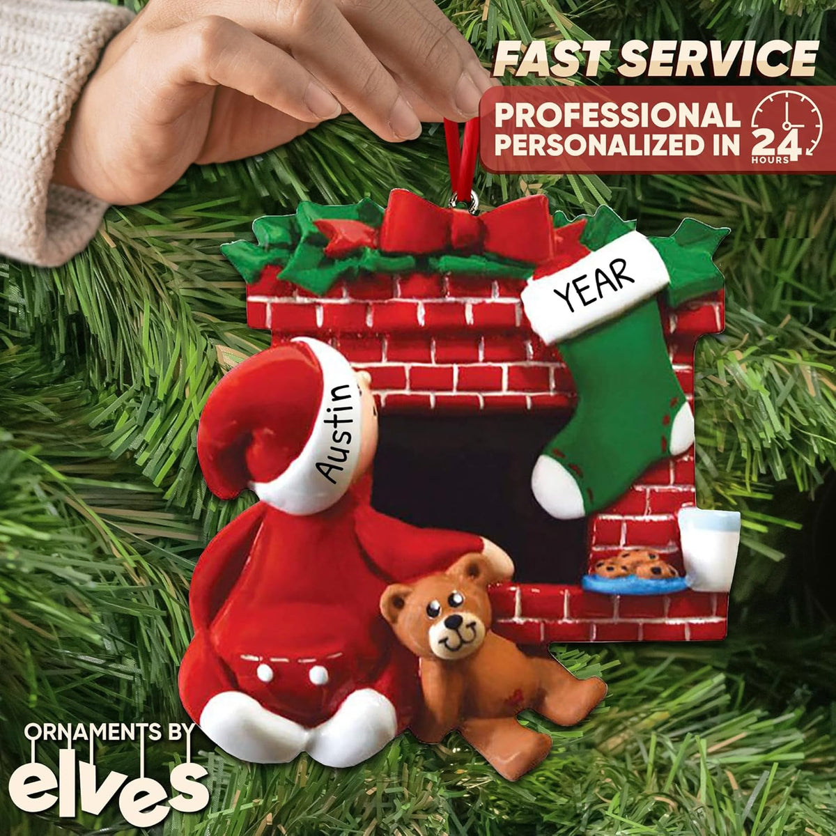 3D Fireplace Toddler Ornaments for Christmas Tree 2025 - Xmas Eve Ornament for Kids Ornament for