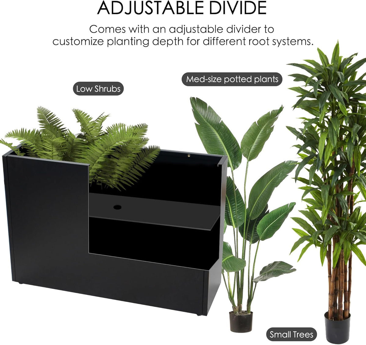 Kozyard 36" x 12" x 24" Metal Rectangular Planter Box Steel Long Box Planter Black Powder Coated