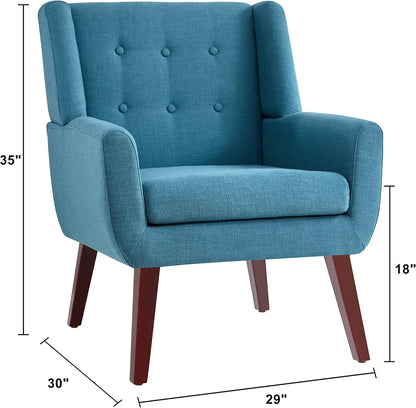 HUIMO Button-Tufted Accent Chairs Set of 2,Upholstered Reading Living Room Chair,Mid Century Modern