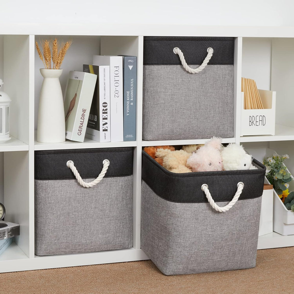 Bidtakay Fabric Cube Storage Bins for Organizing 13x13 Large Storage Baskets Decorative Storage