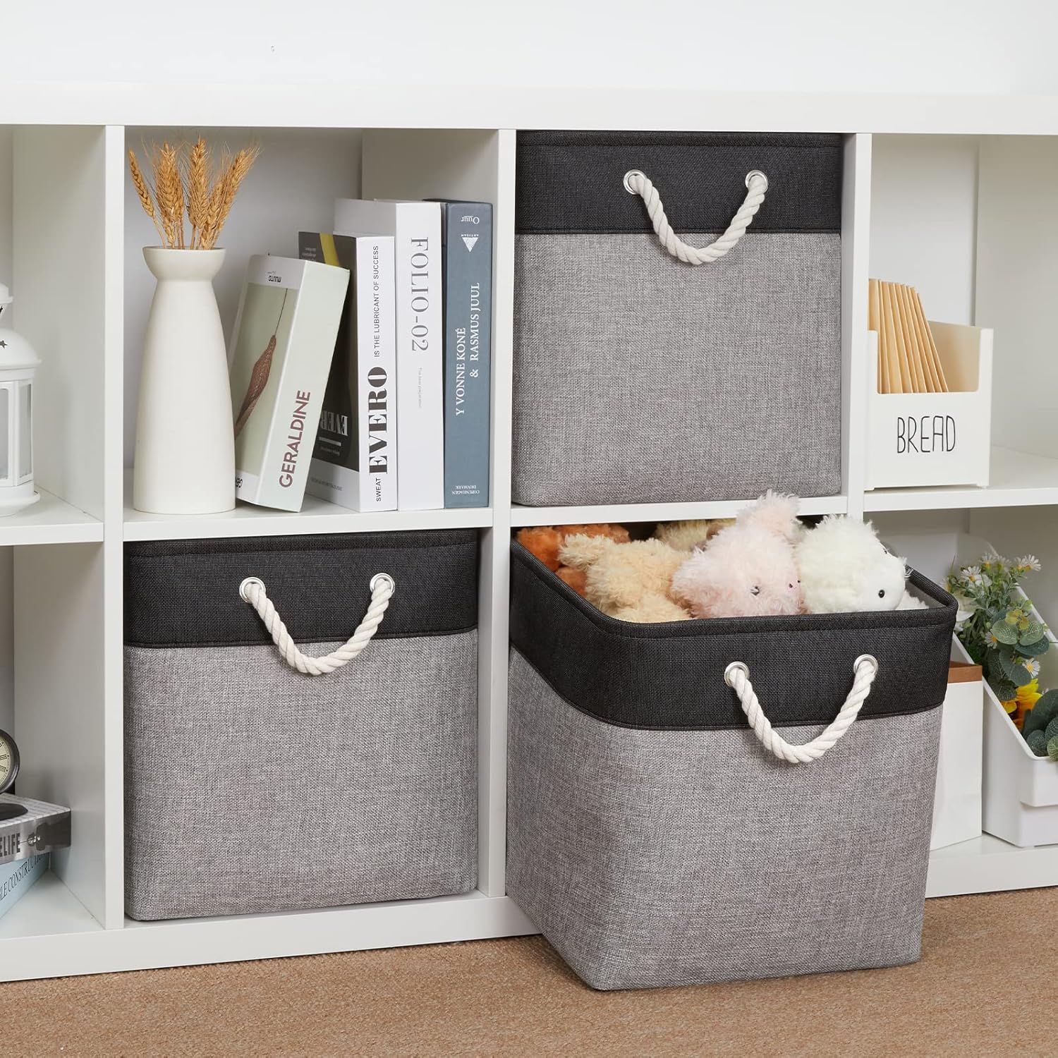 Bidtakay Fabric Cube Storage Bins for Organizing 13x13 Large Storage Baskets Decorative Storage