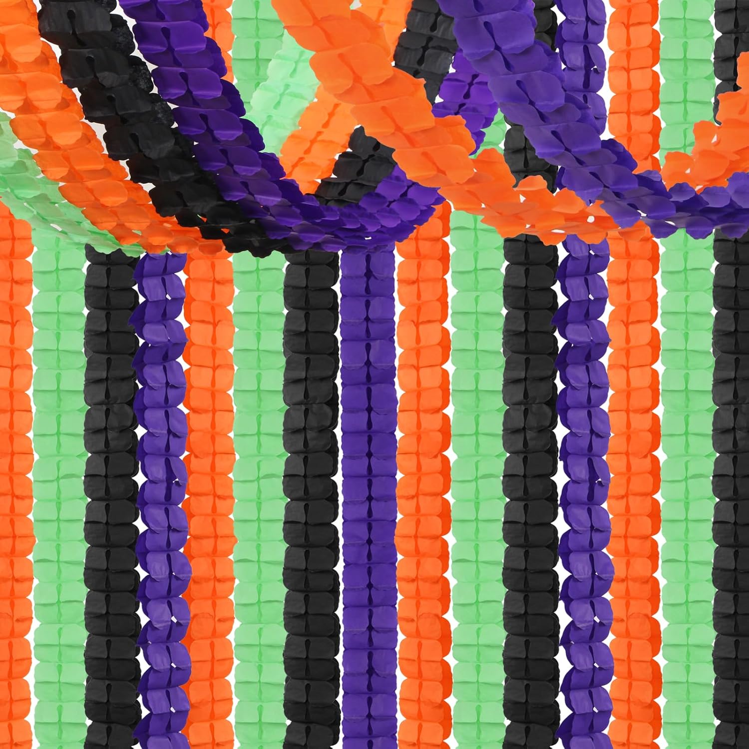 Black-Purple Orange Green Halloween Party-Decorations - 157Ft Four-Leaf Clover Streamers Garland