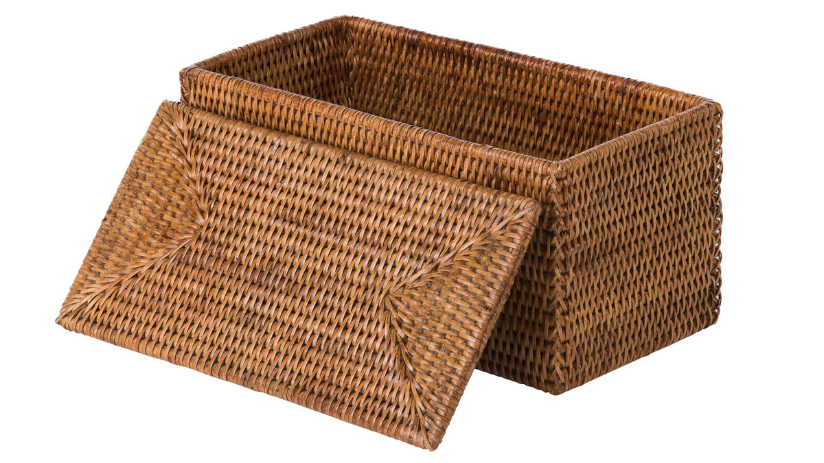 Kouboo La Jolla Rattan Storage Box, Toilet Roll Holder, Honey Brown