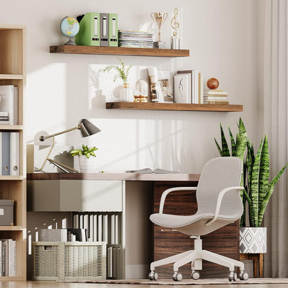 HOOBRO Floating Shelves for Wall, Wall Mounted Shelf Set of 2, 47.2" Hanging Shelf with Invisible