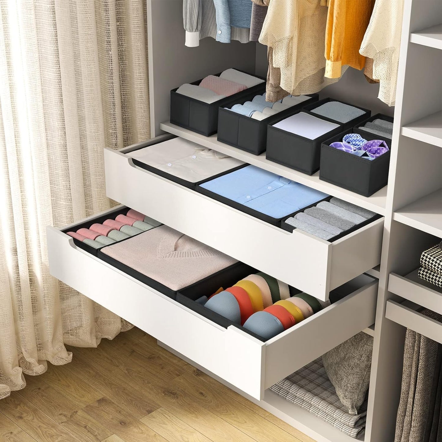 DIMJ Drawer Organizer 15 Pack - Foldable Baby Organizers and Storage & Dresser Organizer for