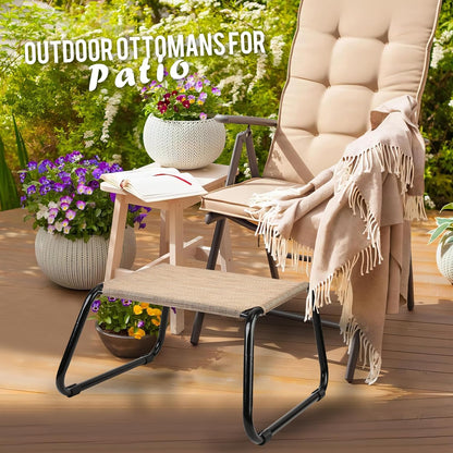 Outdoor Footstools for Patio,Backyard Patio Furniture Metal Frame Small Seat All Weather Footrest