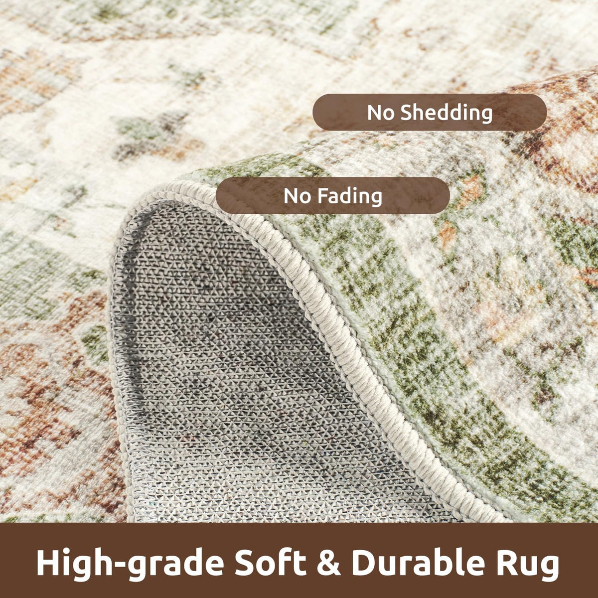 AMOAMI-4X6 Area Rugs for Living Room -Soft Vintage Bedroom Rugs-Non Slip Washable Rug-Throw for