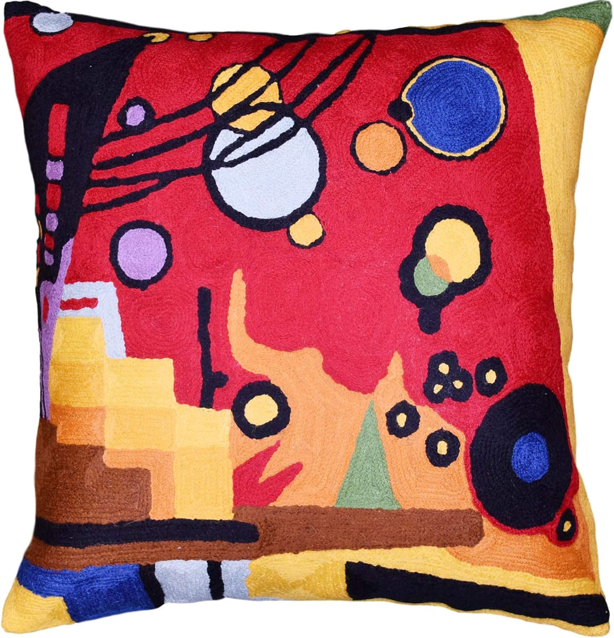 Kandinsky Contemporary Throw Pillow Cover - Heavy Red Space Modern Cushion | Abstract Throw Pillows