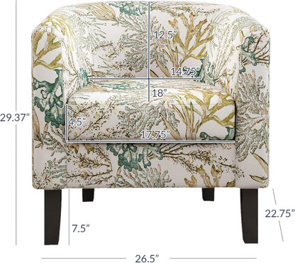 BELLEZE Living Room Chairs Set of 2, Linen Round Accent Barrel Chairs, Club Tub Sofa Chairs for
