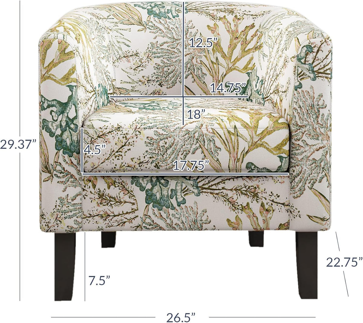 BELLEZE Living Room Chair, Linen Round Accent Barrel Chair, Club Tub Sofa Chair for Bedroom, Corner
